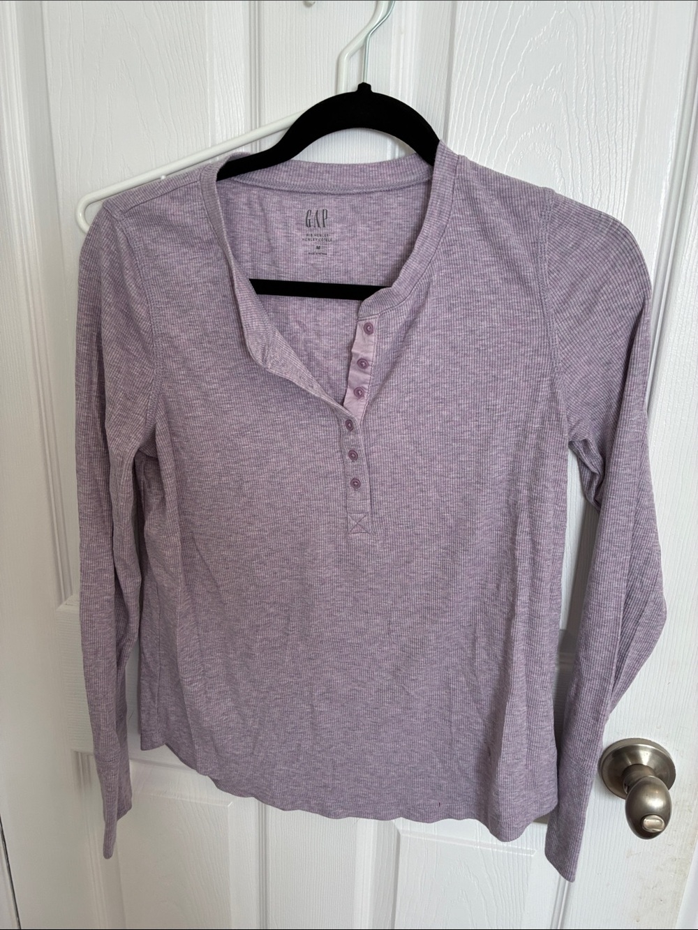 GAP Lavender Ribbed Henley Long Sleeve Tee